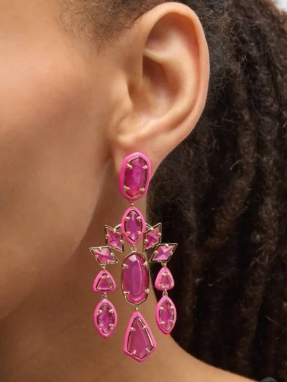 Kendra Scott Gretta Pink Statement Chandelier Earrings New - Picture 8 of 8